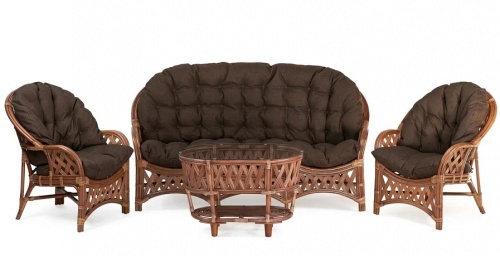 IND Комплект Черчилль (Рузвельт) 1 овальный столик миндаль матовый темные подушки 