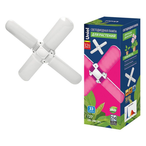 Светильник для растений Uniel LED-P65-32W/SPSB/E27/FR/P4 PLP32WH / UL-00007408