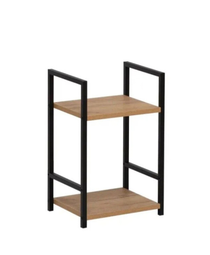 Стеллаж Leset Стилвуд 12 узкий 2 полки черный дуб крафт золотой 