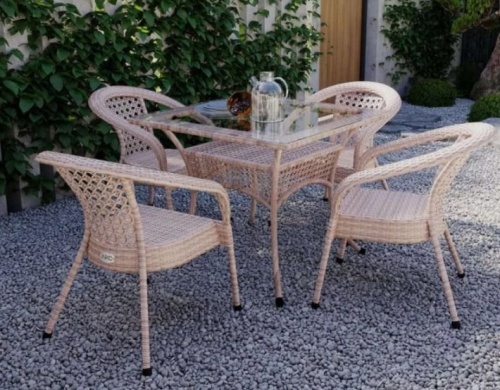 Комплект мебели Deco 4 с квадратным столом светлый