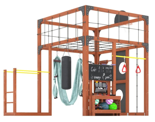 Детская площадка для дачи Савушка КУБ-1 Махагон с гамаком