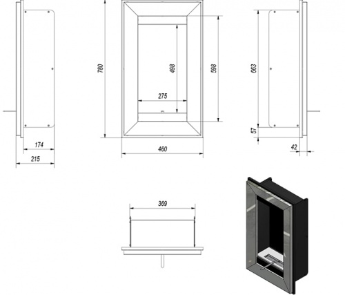 Биокамин Kratki CHARLIE/2/ZG