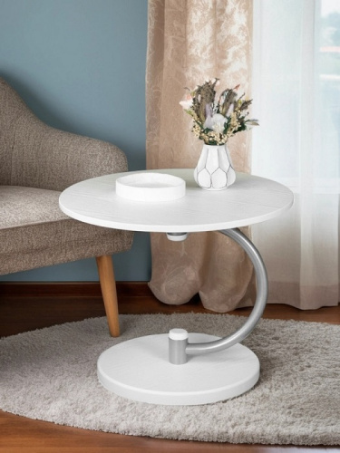 Стол журнальный Дуэт 13 металлик белый 