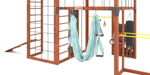 Детская площадка для дачи Савушка КУБ-2 Махагон с гамаком для йоги