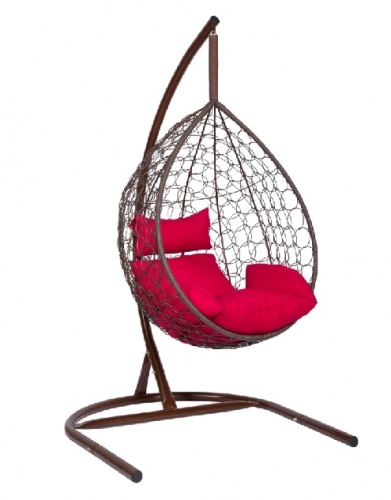Подвесное кресло Скай 01 коричневый подушка красный 