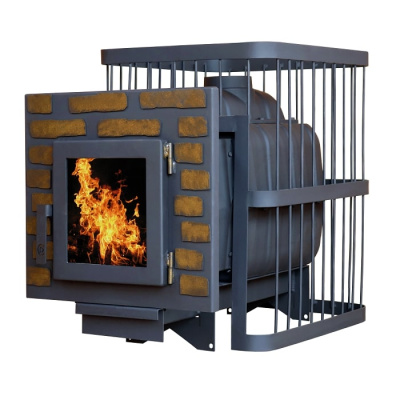 Печь банная КомфортПром Чугун 26 дверь стекло декор