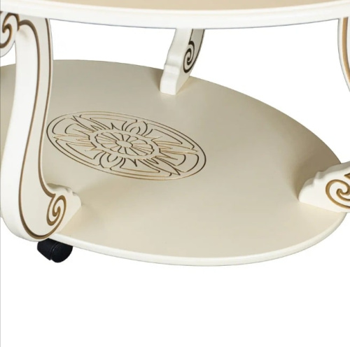 Стол журнальный Овация М на колёсах слоновая кость 