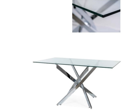Стол обеденный SIGNAL AGIS II прозрачный хром 140/80 