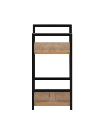 Стеллаж Leset Стилвуд 12 узкий 2 полки черный дуб крафт золотой 