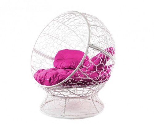 Кресло садовое M-Group Апельсин 11520108 белый ротанг розовая подушка