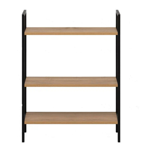 Стеллаж Leset Стилвуд 23 широкий 3 полки черный дуб крафт золотой 