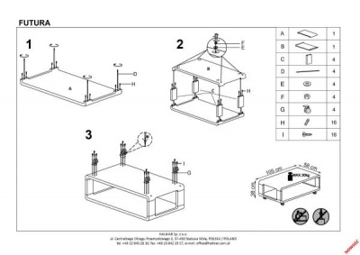 Стол журнальный HALMAR FUTURA белый 