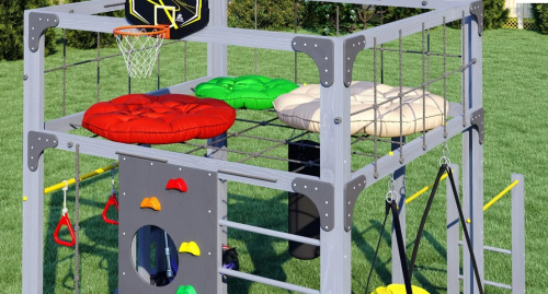 Детская площадка для дачи Савушка КУБ-1 Серый с подушками