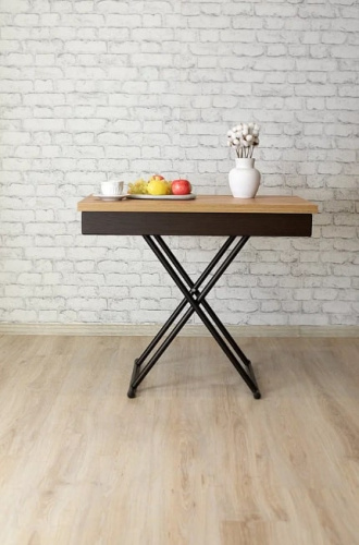 Стол трансформер Лерон дуб крафт золотой черный 