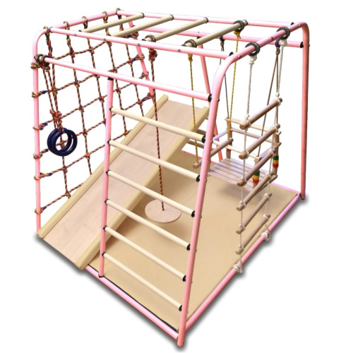 Детский игровой комплекс Вертикаль Веселый Малыш MAXI розовый горка мягкий бортик