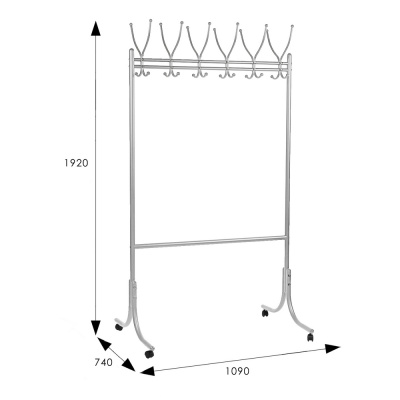Вешалка общественная М 11 на колесах металлик 