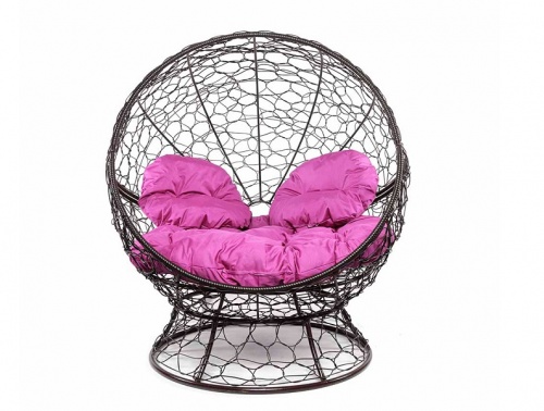 Кресло садовое M-Group Апельсин 11520208 коричневый ротанг розовая подушка