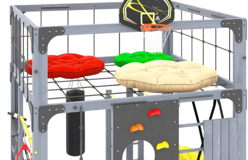 Детская площадка для дачи Савушка КУБ-1 Серый с подушками