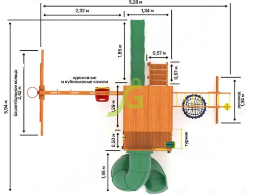 Детская площадка IgraGrad Крафт Pro 4 с трубой мод.2