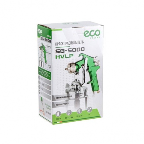 Краскораспылитель ECO SG-5000 сопло ф 1.7 мм HVLP, сопло ф 1.7 мм, нижн. бак 1000 мл