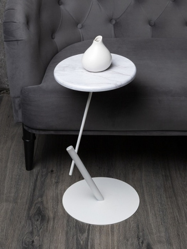 Стол приставной круглый МеталлАрт М015 белый мрамор 