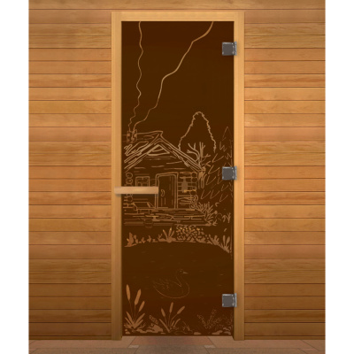 Дверь для бани Бронза Матовая БАНЬКА 190х70 (8мм, 3 петли 710) (ОСИНА) Пр