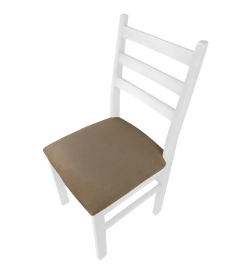 Стул МДК-341 Эмаль белая Микровелюр бежевый Дуб 