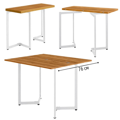 Стол-консоль Арлен 3 дуб золотой металл белый 