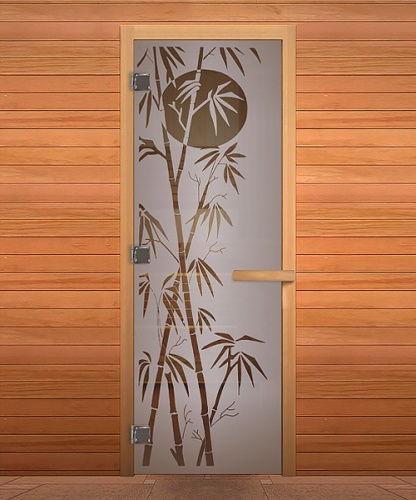 Дверь стеклянная Сатин Матовая Бамбук 1900х700мм (8мм) правая