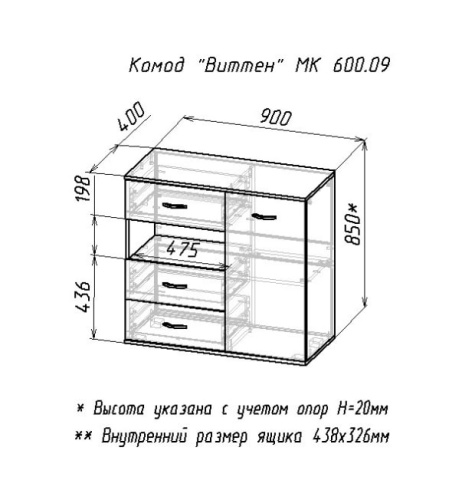 Комод ВИТТЕН белый дуб сонома 