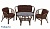IND Комплект Багама 1 с диваном овальный стол орех матовый подушка коричневая