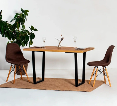 Стол Уэльс 120х70 дуб золотой металл черный 