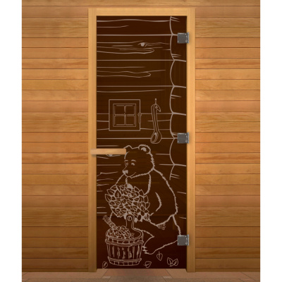 Дверь для бани Бронза МИШКА 190х70 (8мм, 3 петли 710) (ОСИНА) Пр