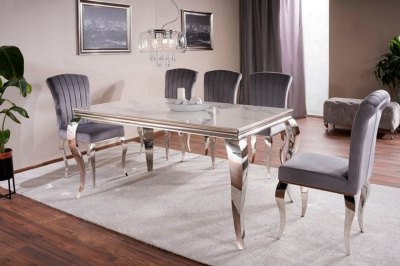 Стол обеденный SIGNAL PRINCE CERAMIC белый Calacatta хром 