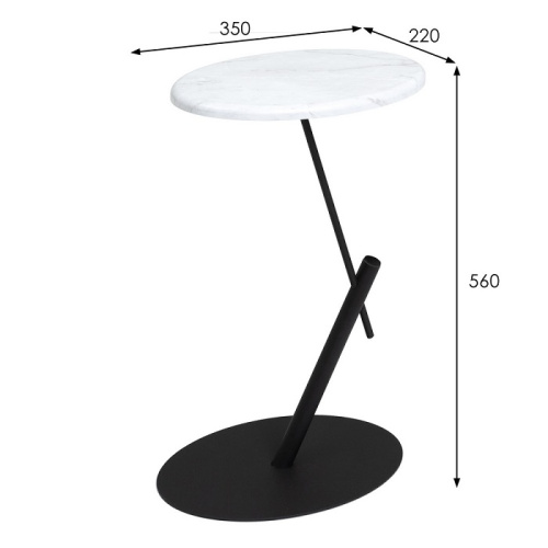 Стол приставной овальный МеталлАрт М015 белый мрамор черный 