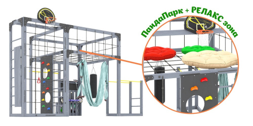 Детская площадка для дачи Савушка КУБ-2 Серый с гамаком для йоги