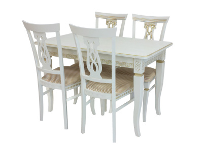 Стол обеденный Leset Дакота 1Р слоновая кость патина золото 