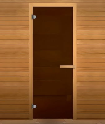 Дверь для бани стекло Бронза Матовая 170х70 (6мм, 2 петли 716 CR) Осина Новая