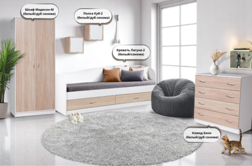 Комод Бонн белый дуб сонома 