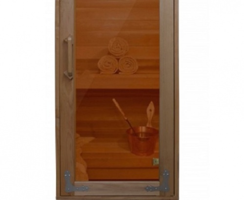 Дверь для бани 800х1900 ComfortProm деревянная со стеклом бронза прозрачная