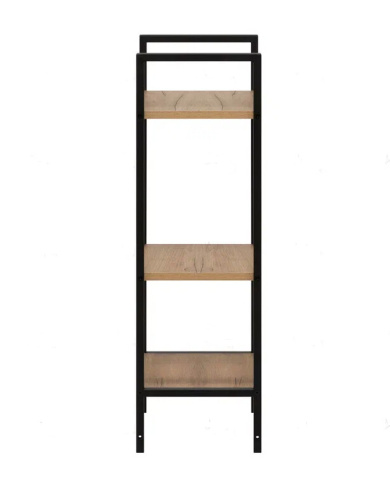 Стеллаж Leset Стилвуд 13 узкий 3 полки черный дуб крафт золотой 