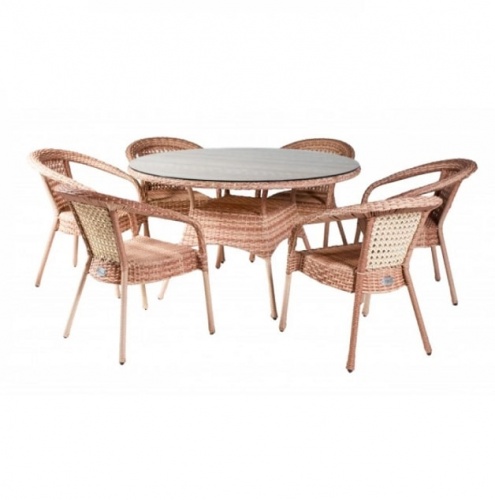 Комплект мебели Deco 6 с круглым столом D130 светлый