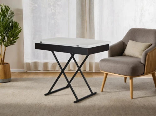 Стол трансформер Лерон белый черный 