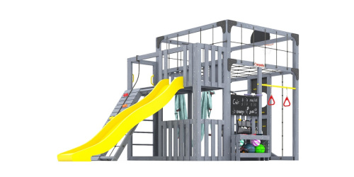 Детская площадка для дачи Савушка КУБ-3 Серый с гамаком для йоги