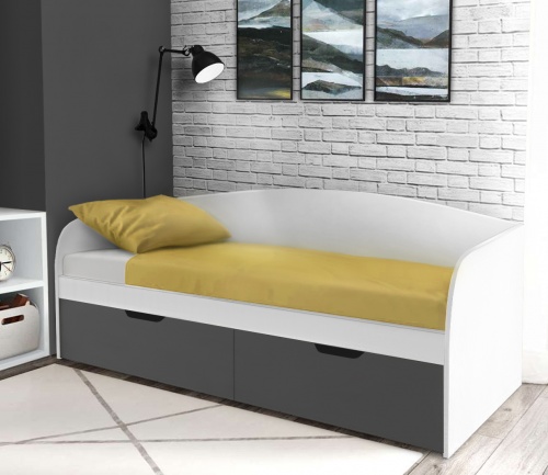 Кровать тахта СН-120.01 белый/графит серый 