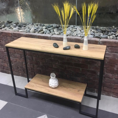 Стол-консоль Пекин 4 дуб золотой металл черный 