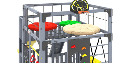 Детская площадка для дачи Савушка КУБ-3 Серый с подушками