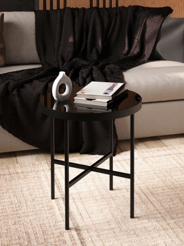 Стол журнальный МеталлАрт М011 малый стемалит черный 