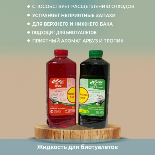 Набор средств для биотуалетов БИОwc RINSE, 1л.+БИОwc ECO Green, 1л