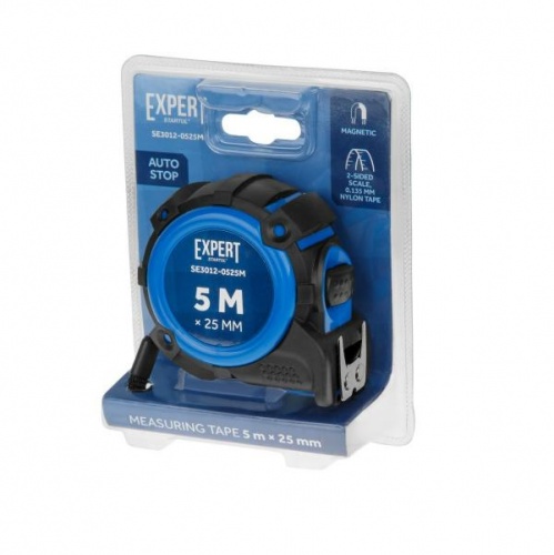 Рулетка 5м/25мм EXPERT STARTUL (SE3012-0525M) (Двухсторонняя шкала нанесения, нейлоновое покрытие, усиленный магнитный двухсторонний зацеп)